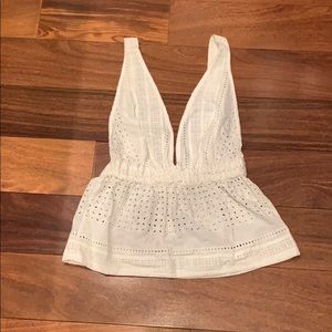 Pull&Bear white blouse with plunging neckline